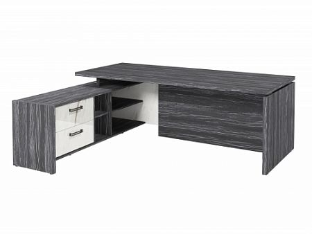 Стол с опорной тумбой FB-121L.GG Древесина Графит/Мрамор Леванто белый