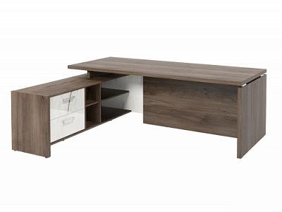 Стол с опорной тумбой FI-121L.GG Орех Пацифик Табак/Мрамор Леванто белый