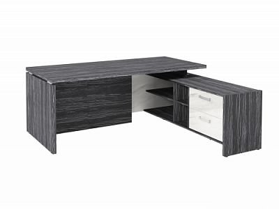 Стол с опорной тумбой FI-119R.GG Древесина Графит/Мрамор Леванто белый