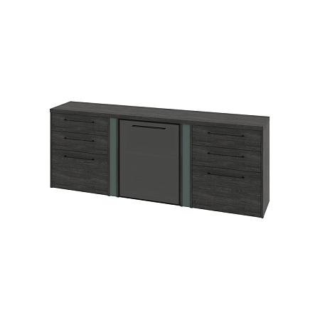 Тумба трехсекционная с дверью стеклянной в профиле и 6 ящиками Гринвуд G-691.04L (L)